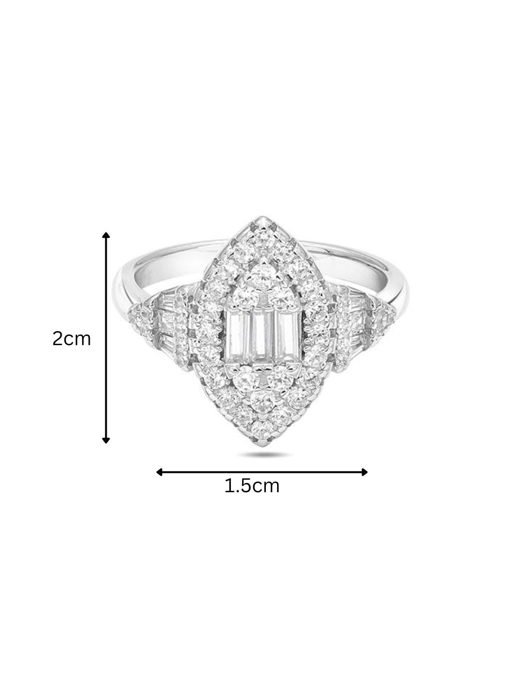 Marquise Shaped Silver Diamond Ring - Tweov Jewels