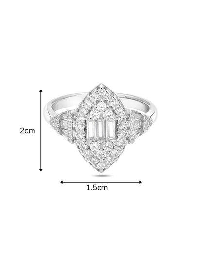 Marquise Shaped Silver Diamond Ring - Tweov Jewels