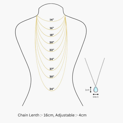 Aqua Pendant Necklace for Women – 925 Sterling Silver Rhodium Plated