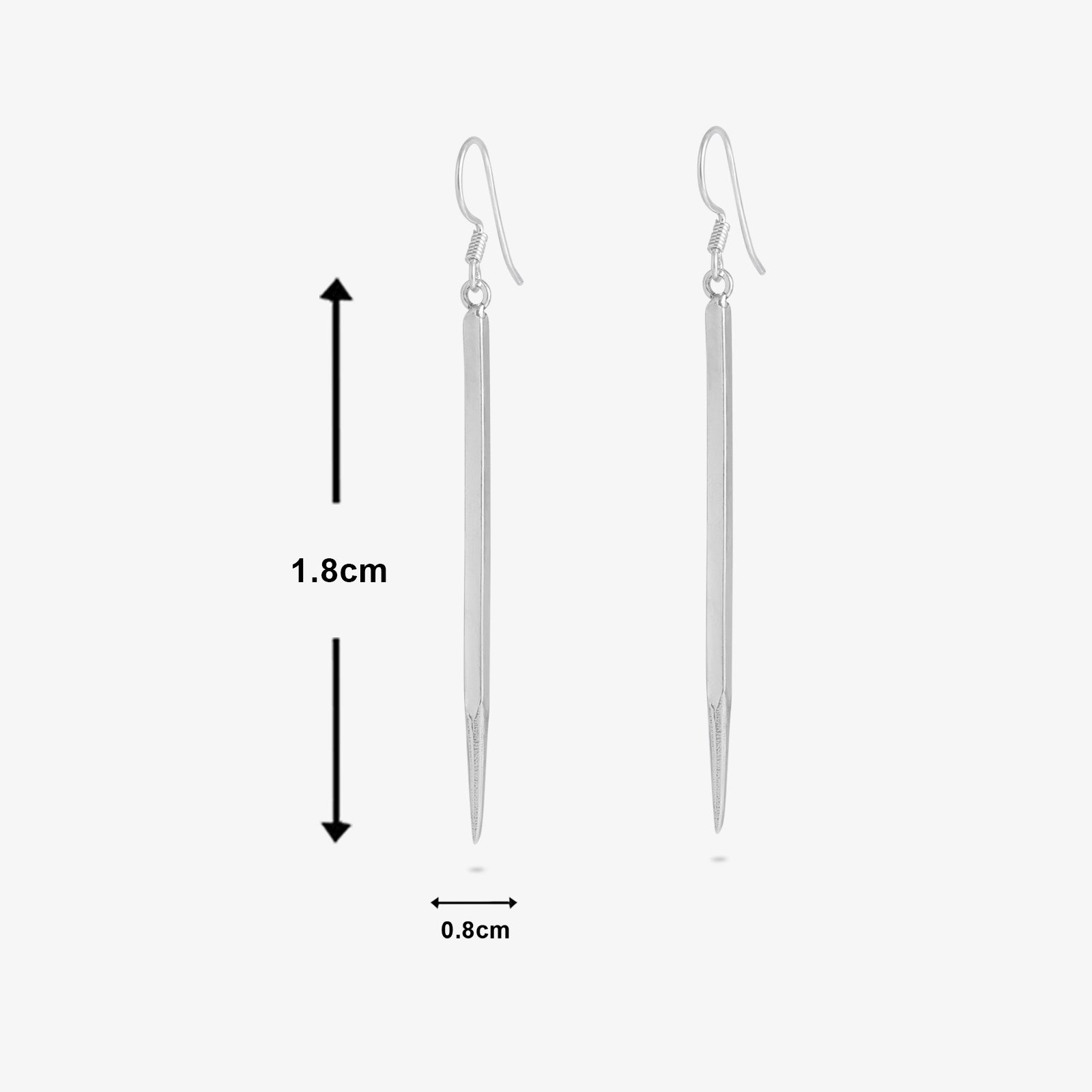 Pure Silver Earrings - Dazzling Pencil-Shaped Design