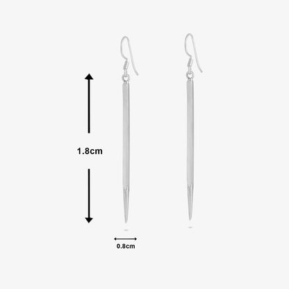 Pure Silver Earrings - Dazzling Pencil-Shaped Design