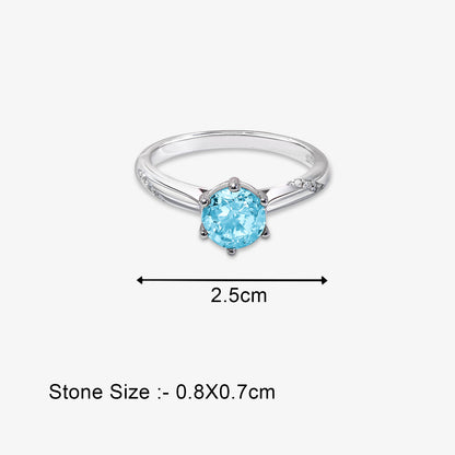 Blue Sapphire Ring For Women - 925 Sterling Silver Rhodium Plated
