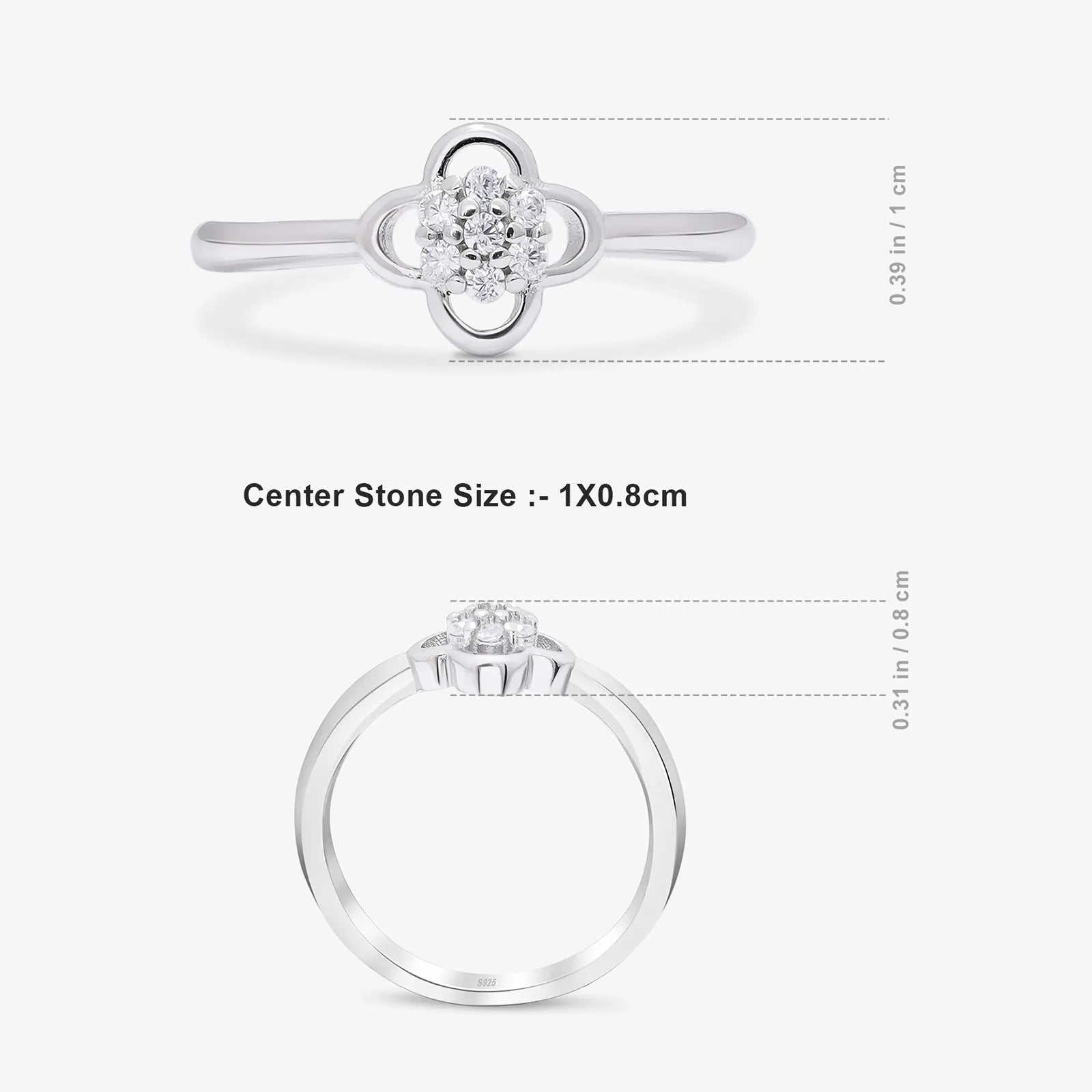 Minimal Silver Clover Flower Ring