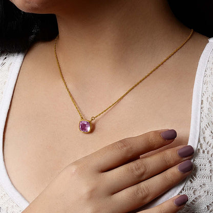 Adorable Amethyst Gold Plated Silver Necklace