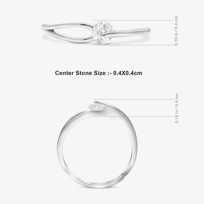 Silver CZ Twist Solitaire Ring