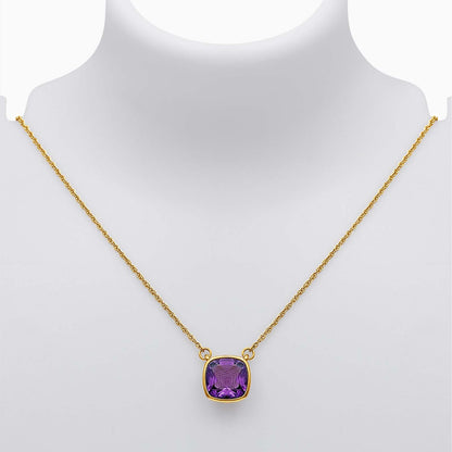 Adorable Amethyst Gold Plated Silver Necklace