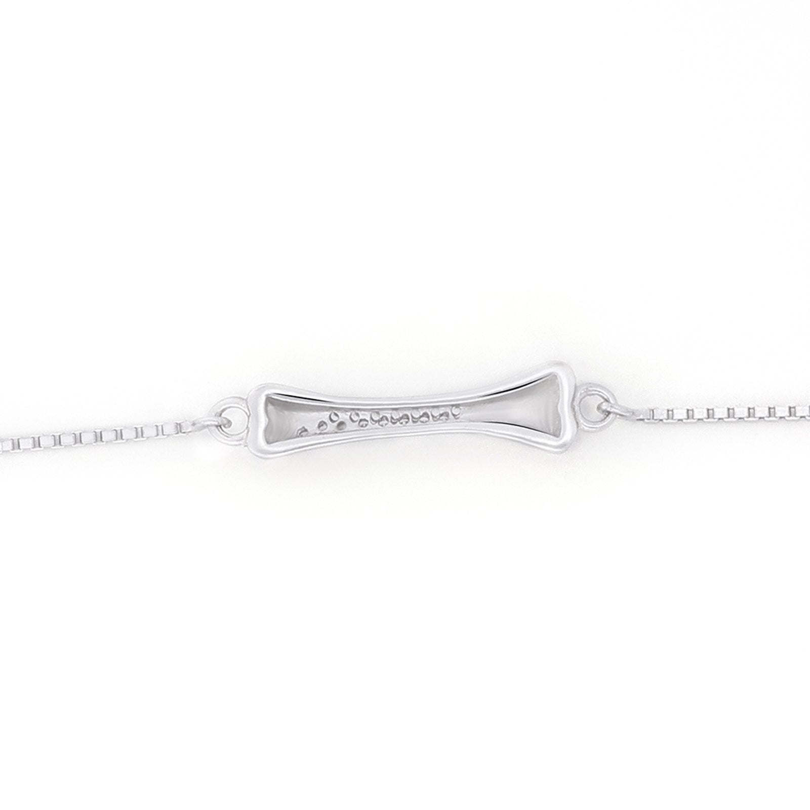 Silver Bracelets - 925 Sterling Silver Round Zirconia Bow Charm Bracelet