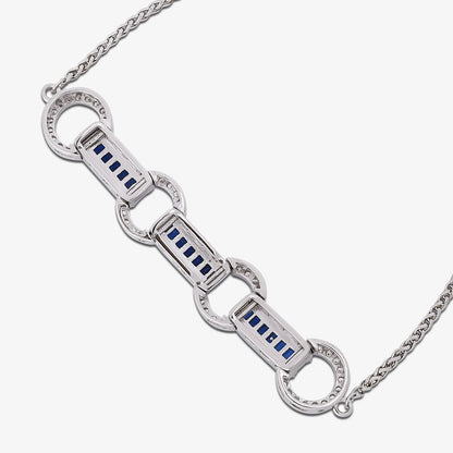 925 Sterling Silver Blue Cz Studded Chain Bracelet for Women - Tweov Jewels