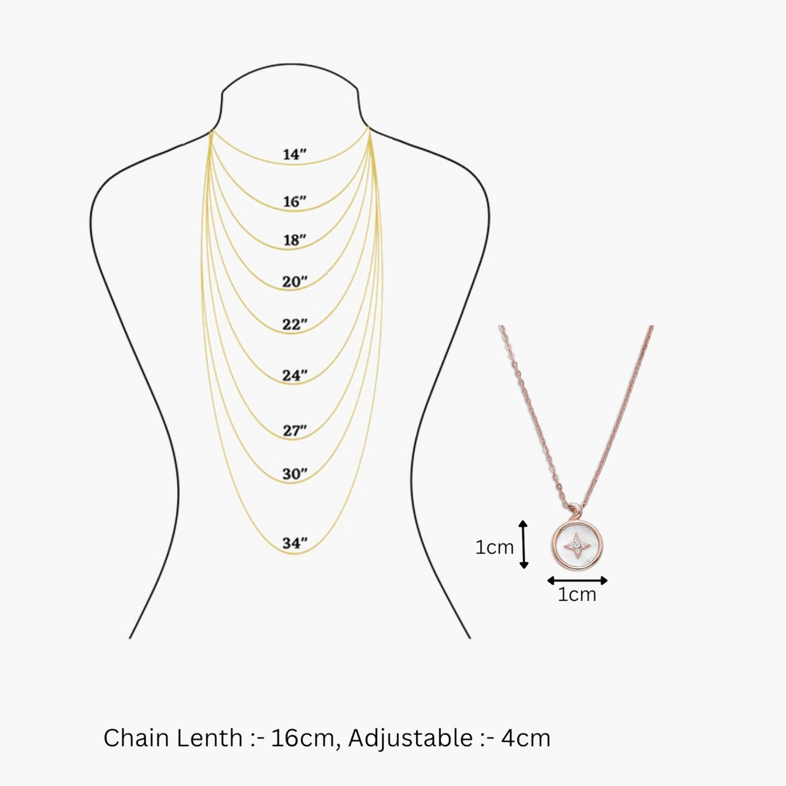 Star Pendant Necklace for Women – 925 Sterling Silver Rose Gold Plated
