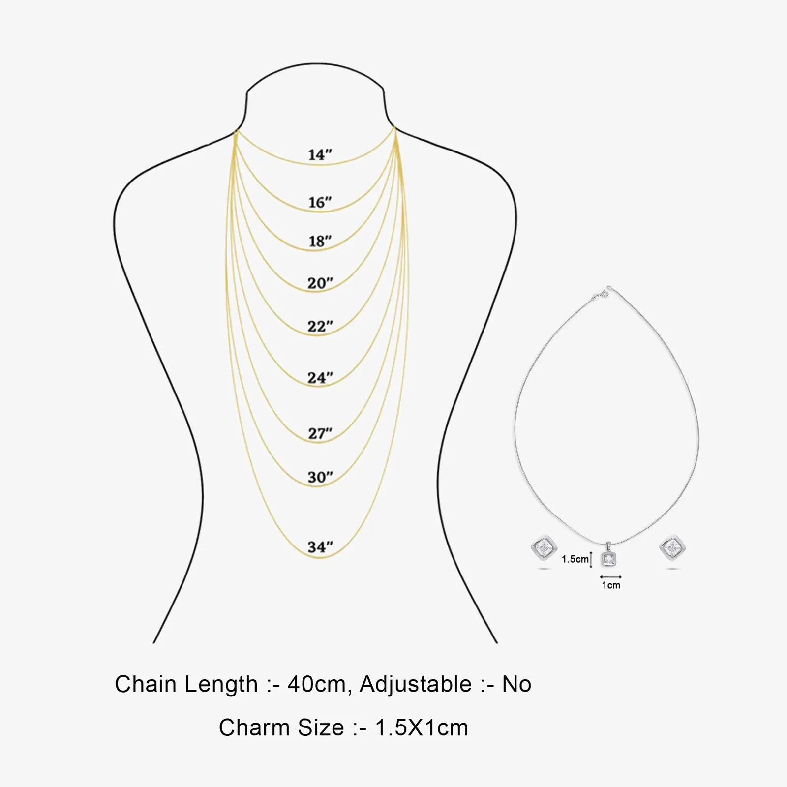 Square Cut Silver Pendant & Earrings Set - Tweov Jewels