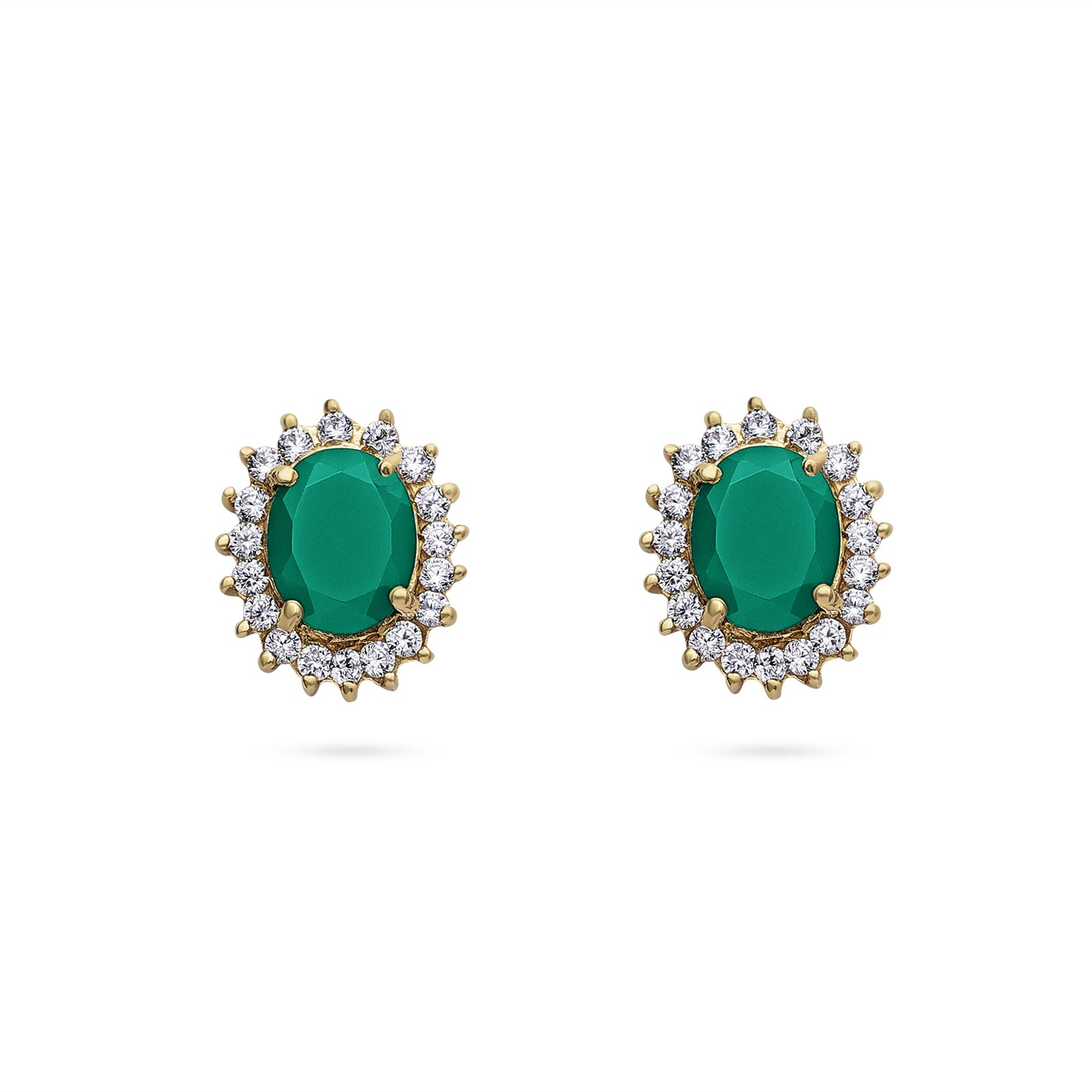 Pure Silver Jewellery Sets - Royal Emerald Earrings With CZ Pendant Set - Tweov Jewels