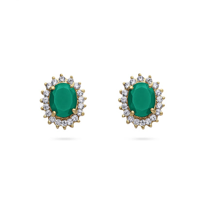 Pure Silver Jewellery Sets - Royal Emerald Earrings With CZ Pendant Set - Tweov Jewels