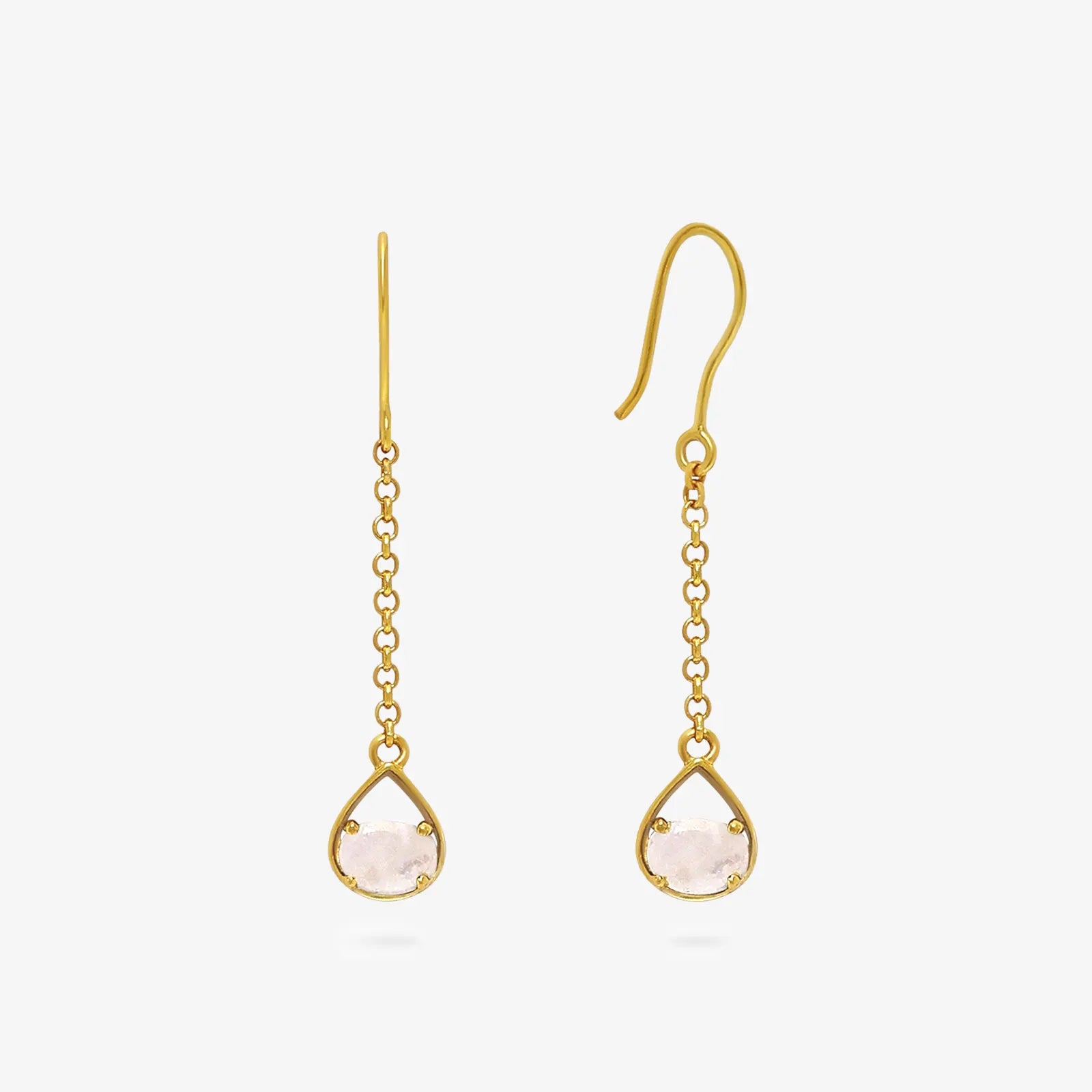 Sparkling Gold Plated Moonstone Earrings