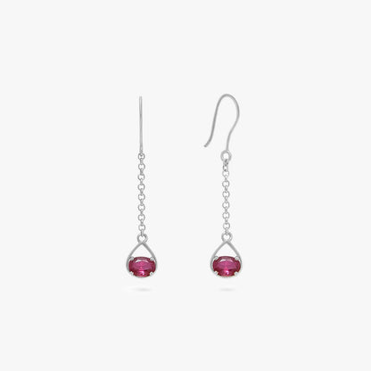 Pure Silver Earrings - Dazzling Ruby Silver Drop Model