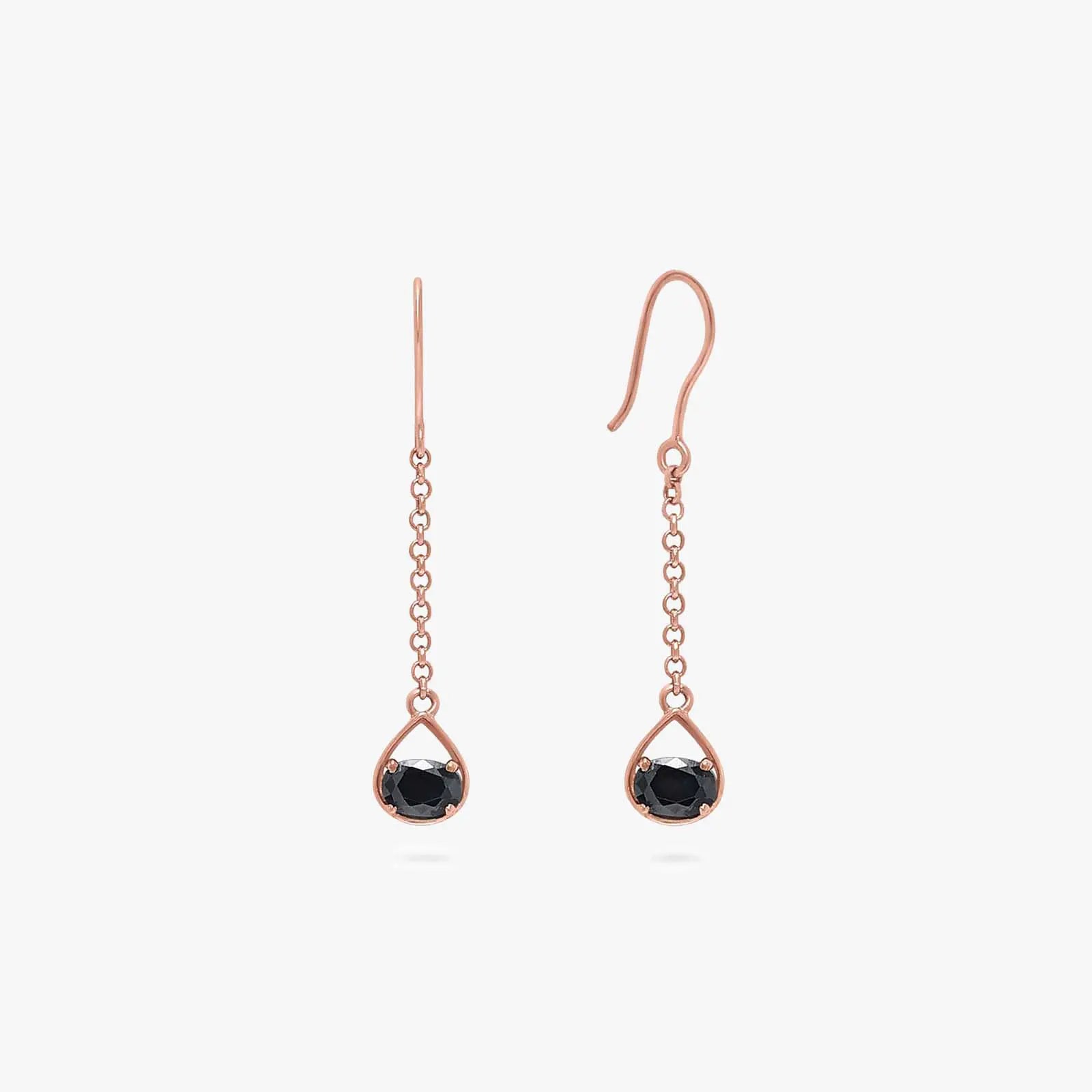 Shimmering Rose Gold Onyx Earrings