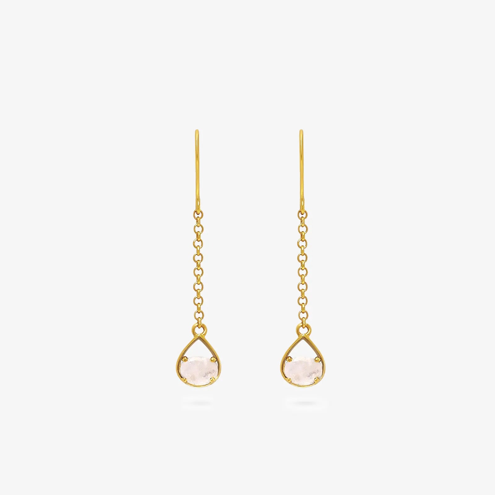 Sparkling Gold Plated Moonstone Earrings