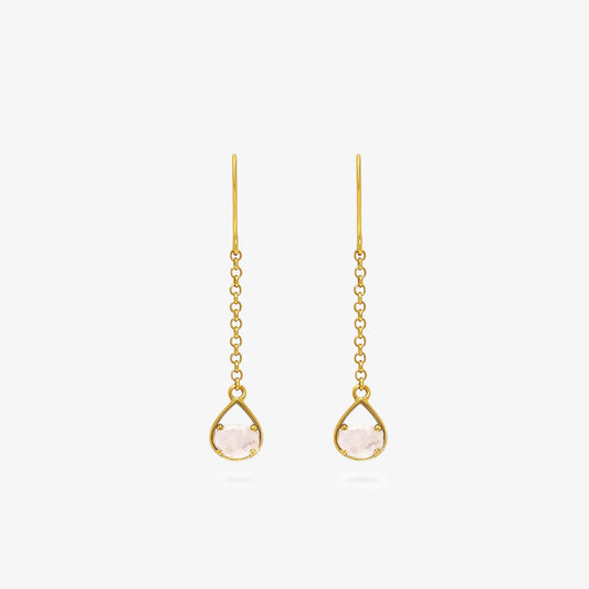 Sparkling Gold Plated Moonstone Earrings