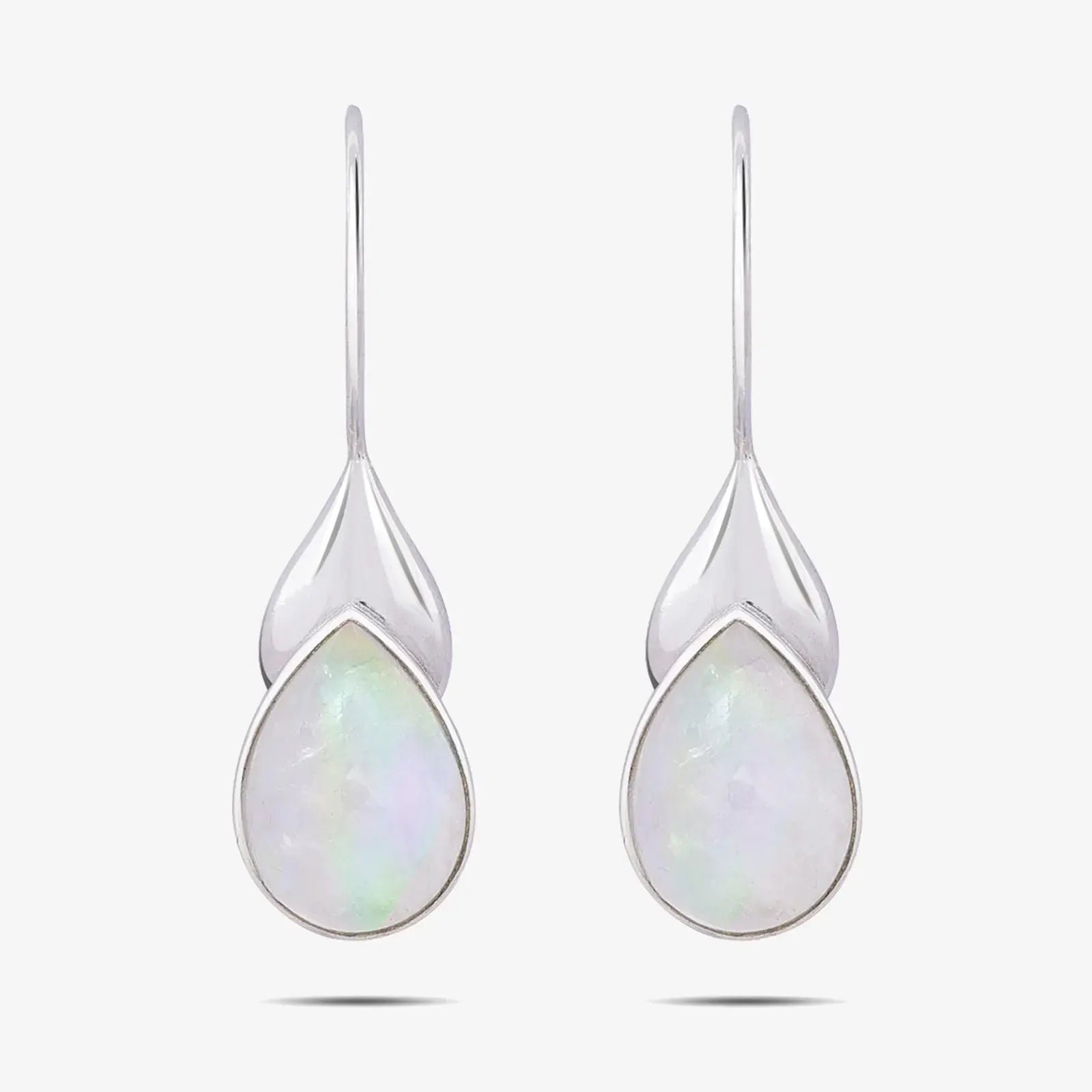 White Drop Leaf Silver Pendant & Earring Set