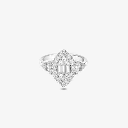 Pure Silver Ring - Marquise Stone Ring in Silver
