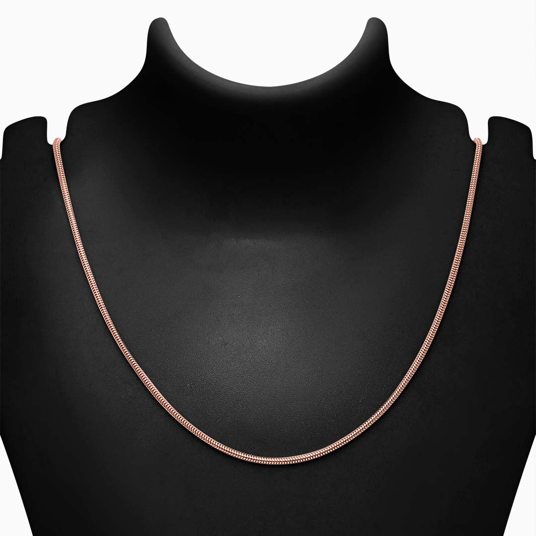 Pure 925 Silver Chain - Snake Model With Rose Gold Finish - Tweov Jewels