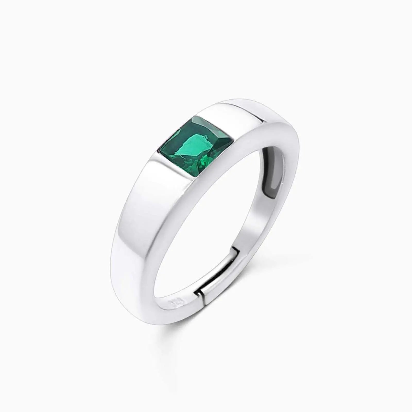 Silver Green Stone Finger Ring