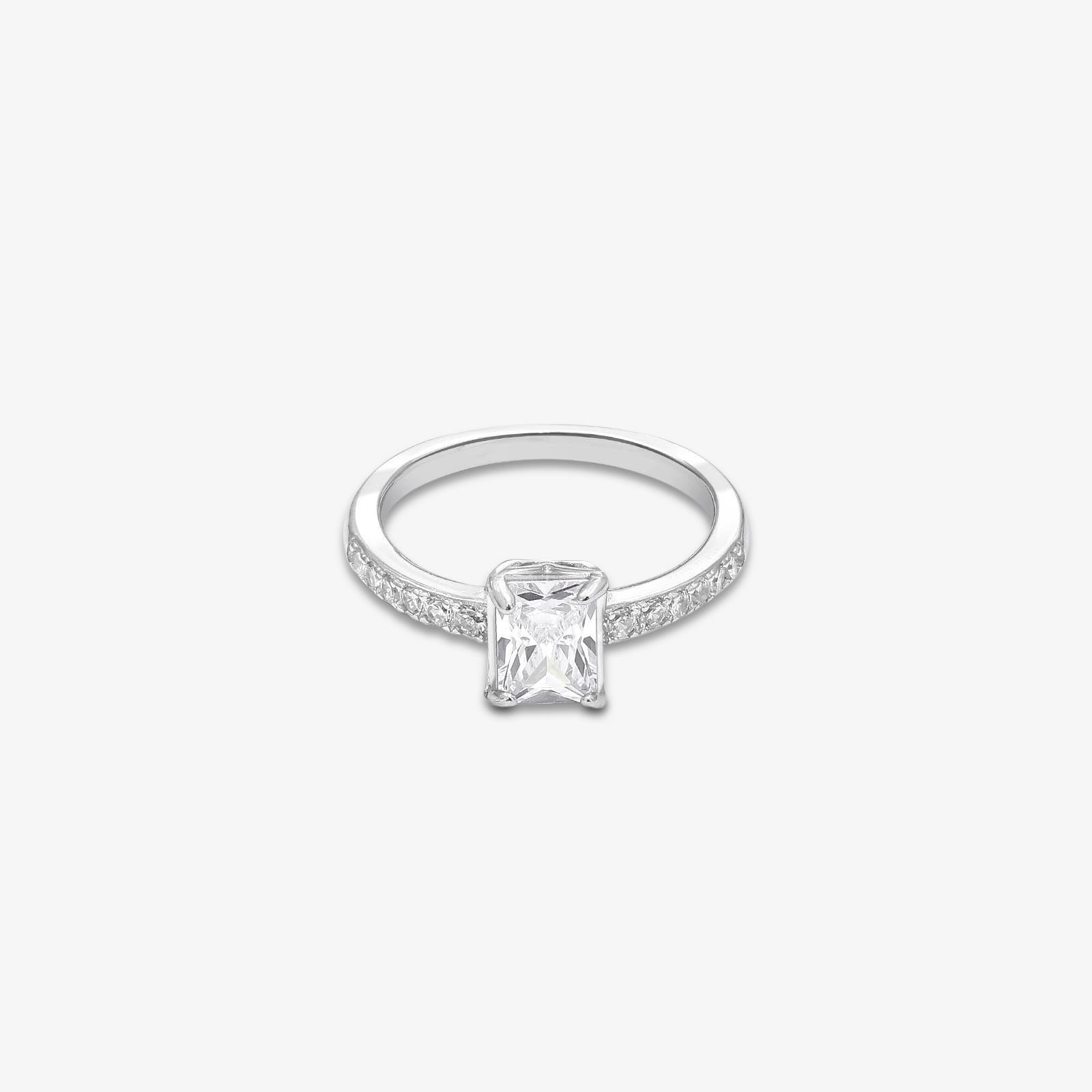 Pure 925 Silver Ring - Timeless Square Crystal Ring