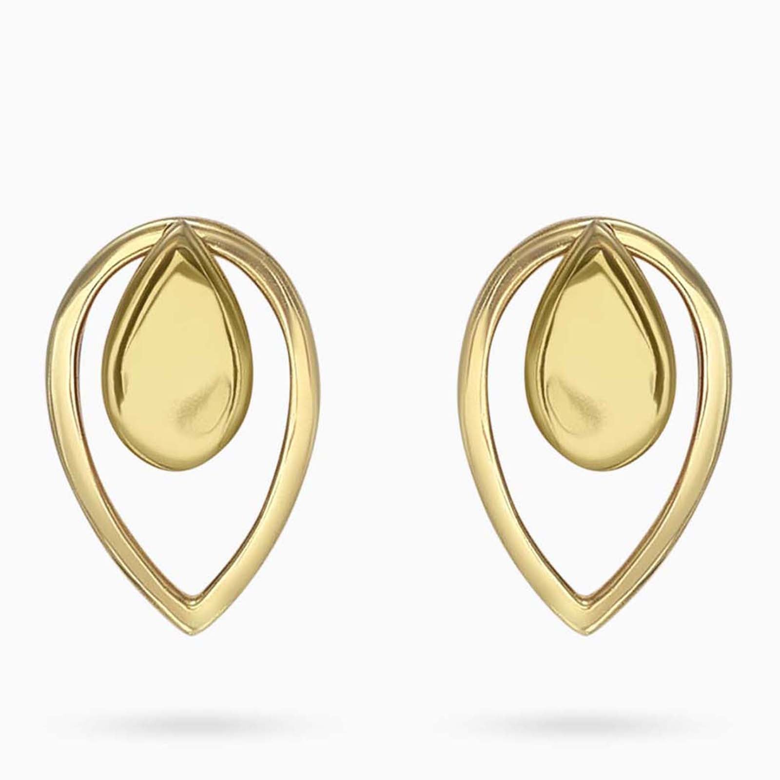 Pure Silver Earrings - 2 in 1 Dew Drop Model With Gold Finish