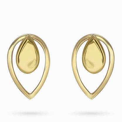 Pure Silver Earrings - 2 in 1 Dew Drop Model With Gold Finish