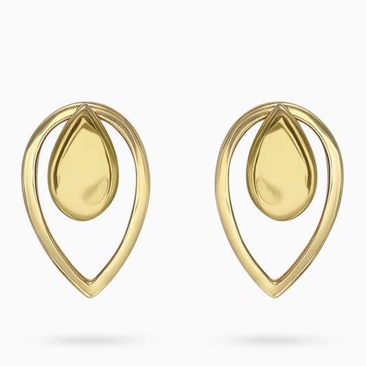 Pure Silver Earrings - 2 in 1 Dew Drop Model With Gold Finish
