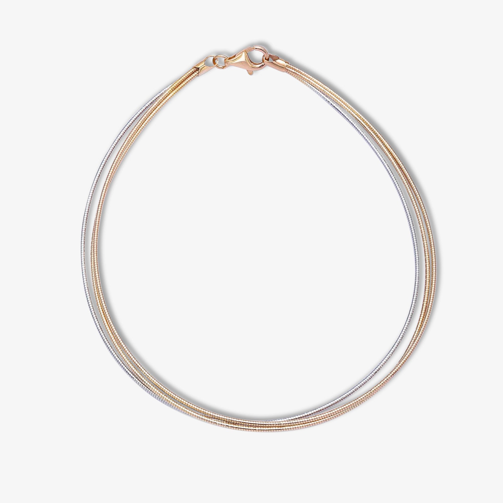 925 Sterling Silver Triple Layer Triple Tone Chain Anklet