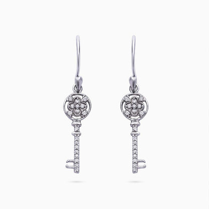 Pure Silver Jewellery Sets - Cubic Zirconia Key Earrings With Pendant Set - Tweov Jewels