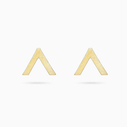 Pure Silver Earrings - V-Shaped Gold Finish Stud - Tweov Jewels