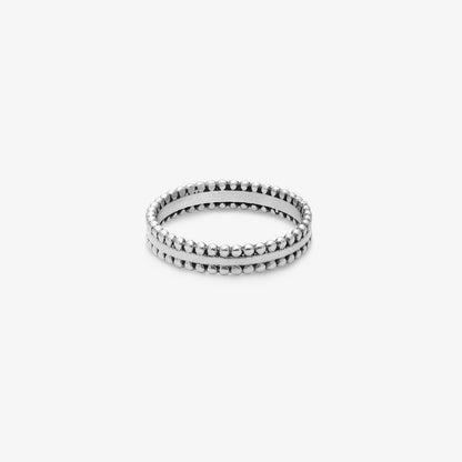 Pure Silver Ring: Symphony Beaded Ring Silver