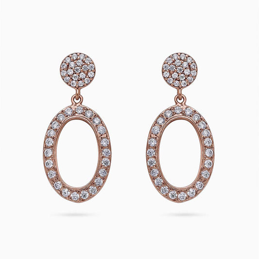 Pure Silver Earrings - Rose Gold Finish CZ Danglers - Tweov Jewels
