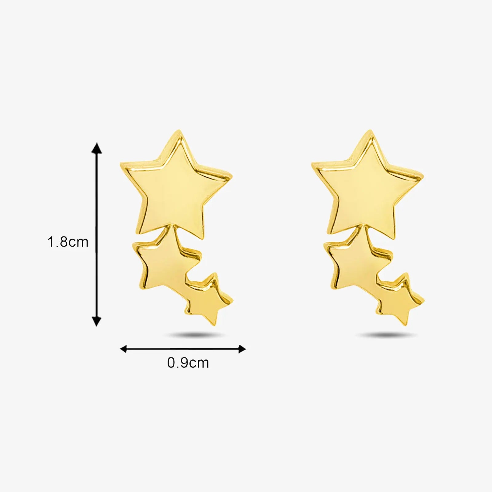 Gold Plated Three Star Stud Earrings - Tweov Jewels