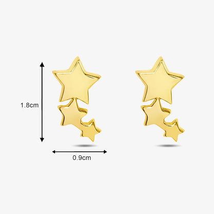 Gold Plated Three Star Stud Earrings - Tweov Jewels