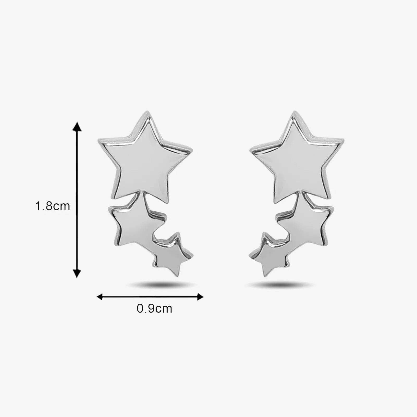 Three Star Silver Stud Earrings - Tweov Jewels