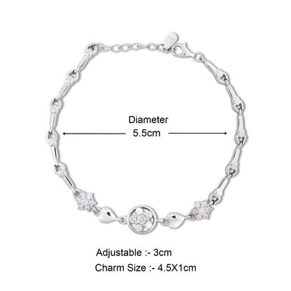 Silver Floral Shape Heart Chain Bracelet - Tweov Jewels