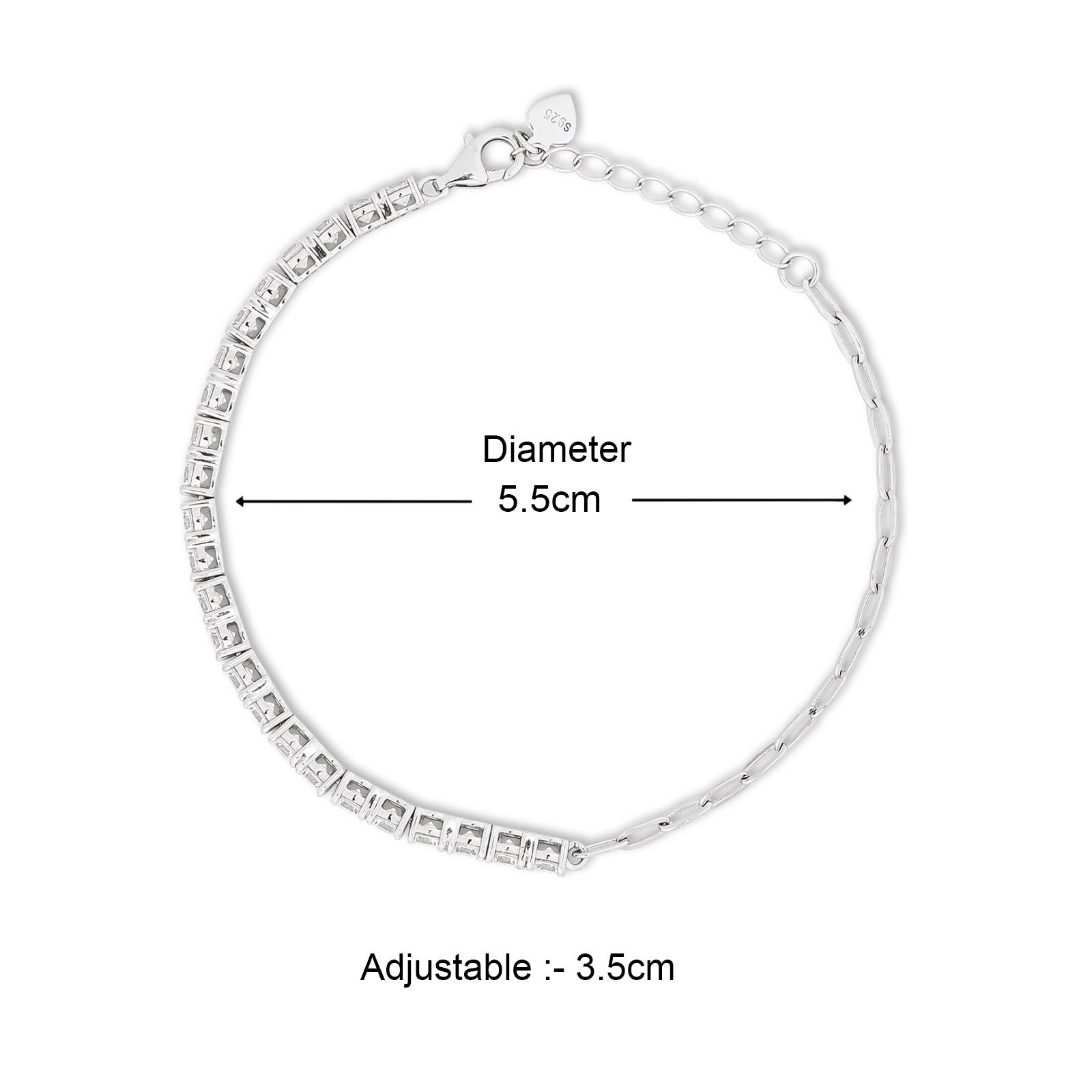 Pure 925 Sterling Silver Stylish CZ Tennis Bracelet for Women's