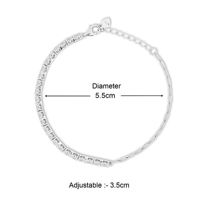 Pure 925 Sterling Silver Stylish CZ Tennis Bracelet for Women's