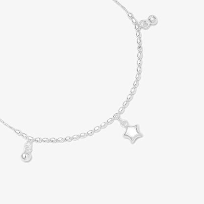 Star Beaded Silver Chain Anklet - Tweov Jewels