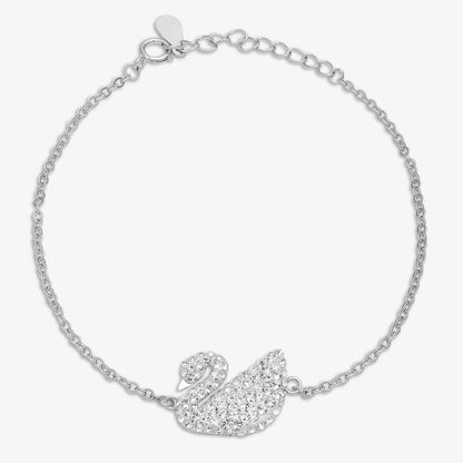 925 Sterling Silver Swarovski Swan Chain Bracelet