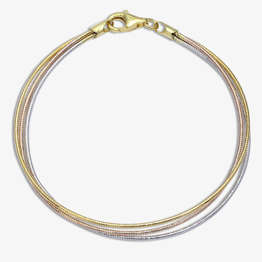 Triple Layer Sterling Silver Snake Bracelet