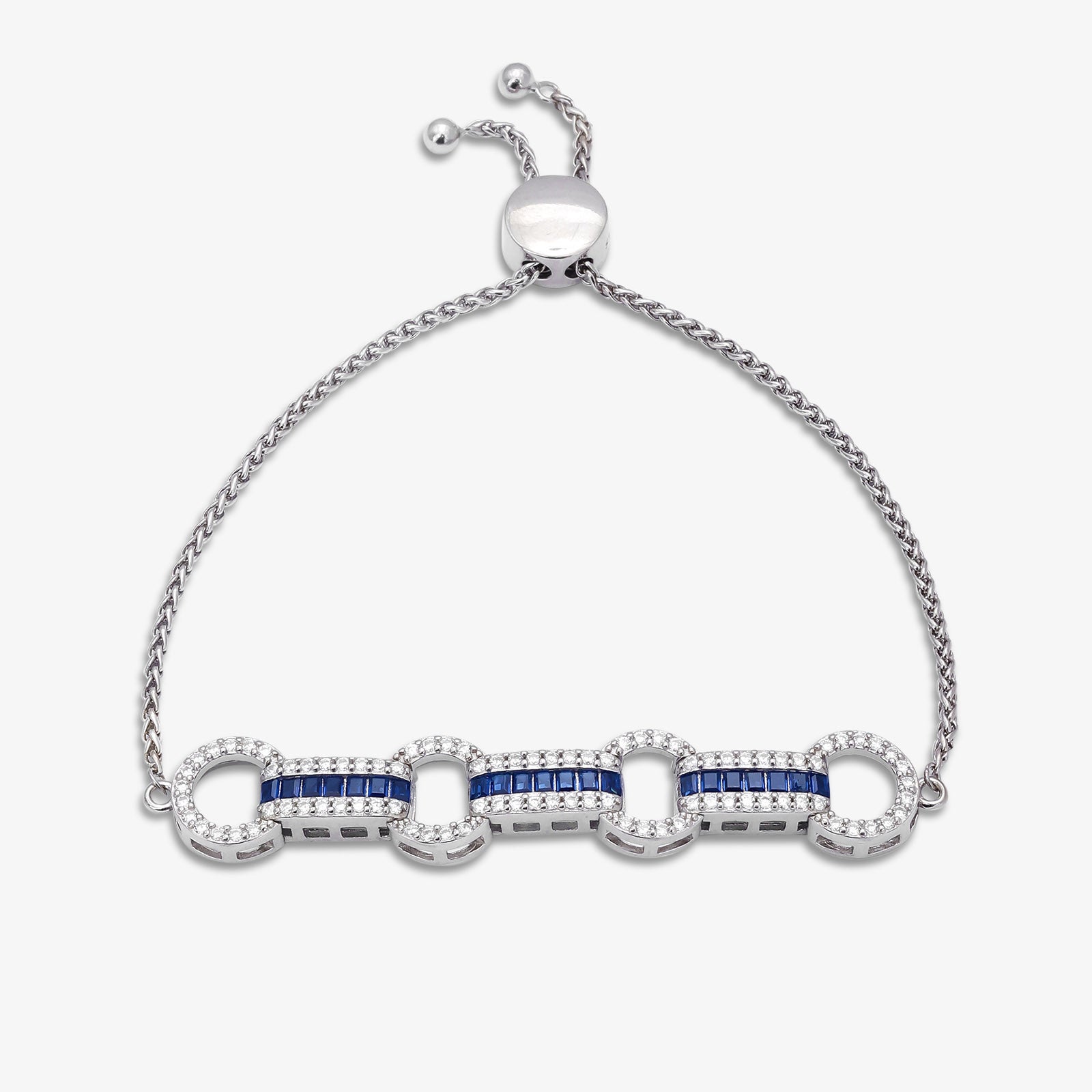 925 Sterling Silver Bracelet With Blue Zircon Stones- For Women