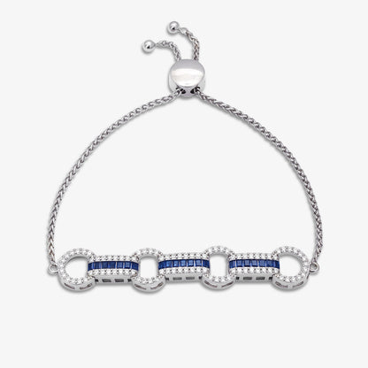 925 Sterling Silver Bracelet With Blue Zircon Stones- For Women