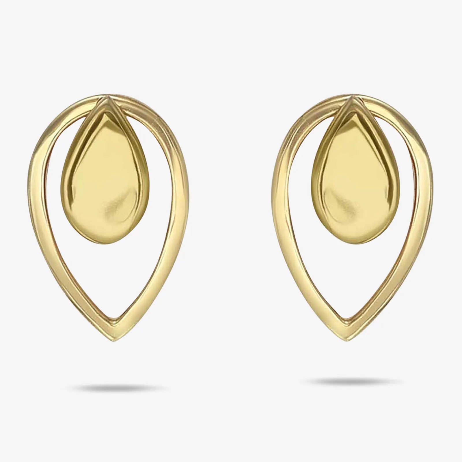 Pure Silver Earrings - 2 in 1 Dew Drop Model With Gold Finish