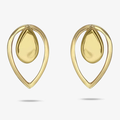 Pure Silver Earrings - 2 in 1 Dew Drop Model With Gold Finish