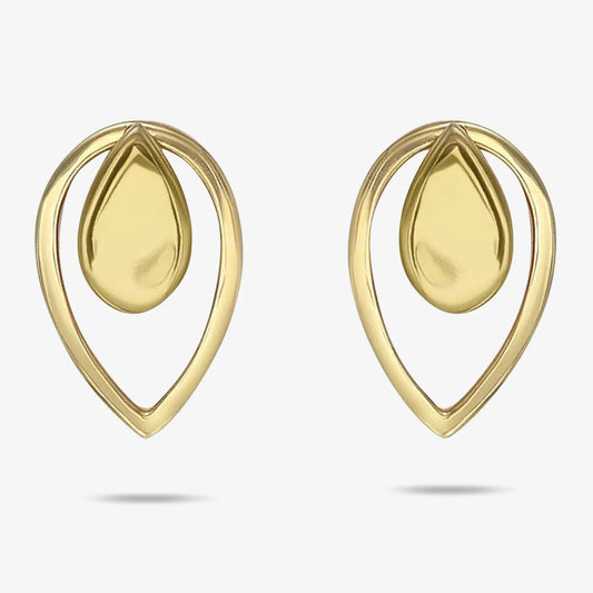 Pure Silver Earrings - 2 in 1 Dew Drop Model With Gold Finish