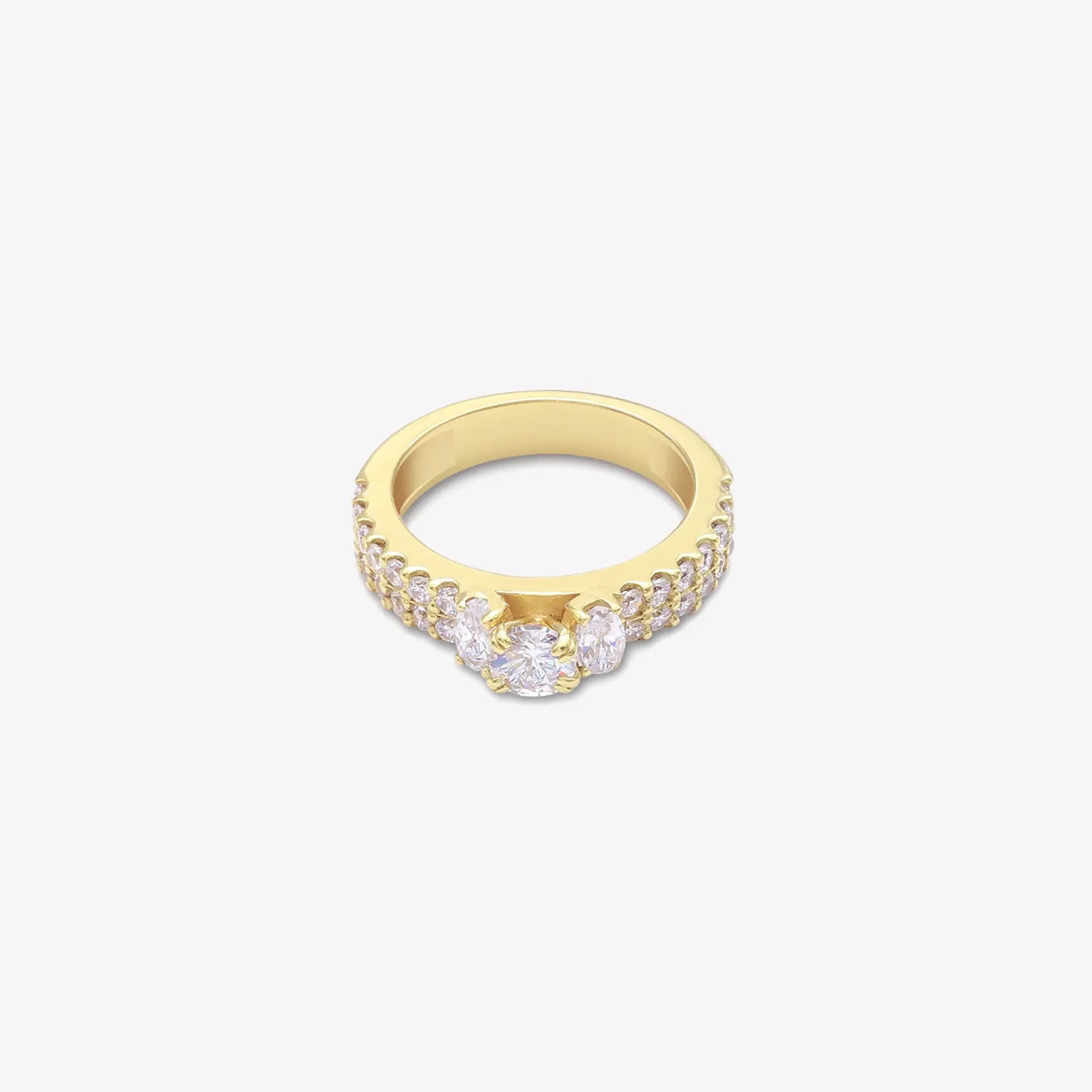 Gold Plated Solitaire CZ Stylish Silver Ring