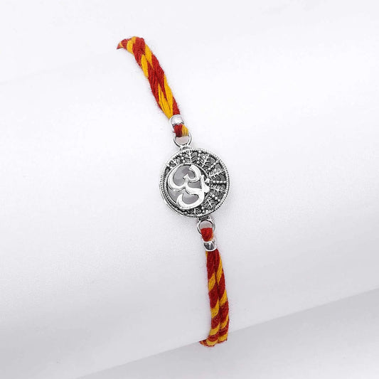 Designer Om Silver Rakhi for Brother